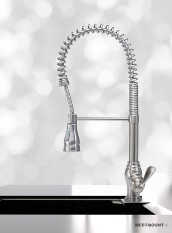 CHLOE BRUSHED NICKEL |  Single Lever Pull Down Kitchen Faucet - Westmount Waterworks
